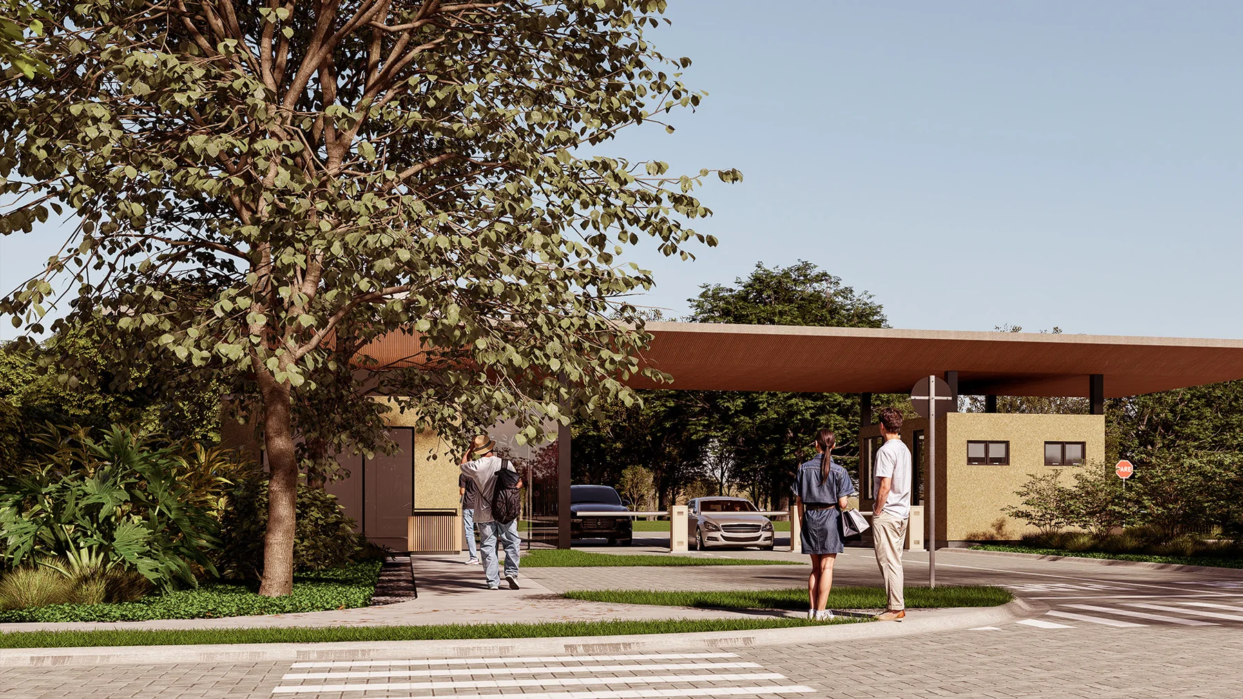 Perspectiva da portaria do Residencial Calliandra